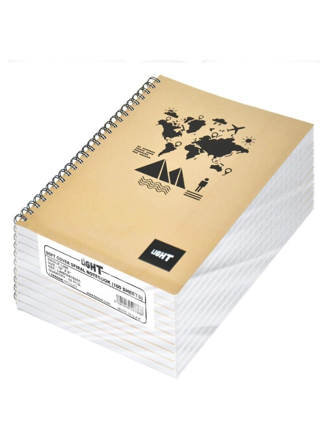 FIS Light Spiral Soft Cover Notebook Single Line (Pack of 10 Pcs X 100 Sheets) 10X8 Inch Size - LINB1081805S - Image 1